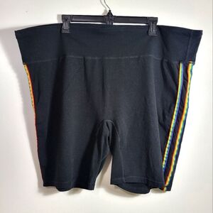 Pride black pull on shorts rainbow stripes women's 3X  #2479